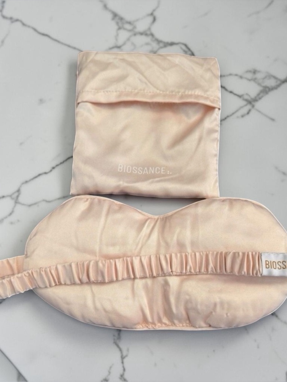 Biossance Blush Silk Eye Mask and Pouch BNWOT Elegant